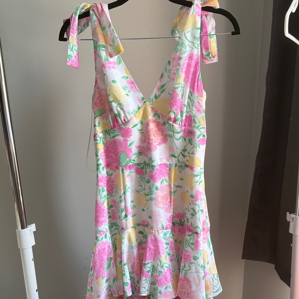 Wayf Pink and Yellow Floral Dress